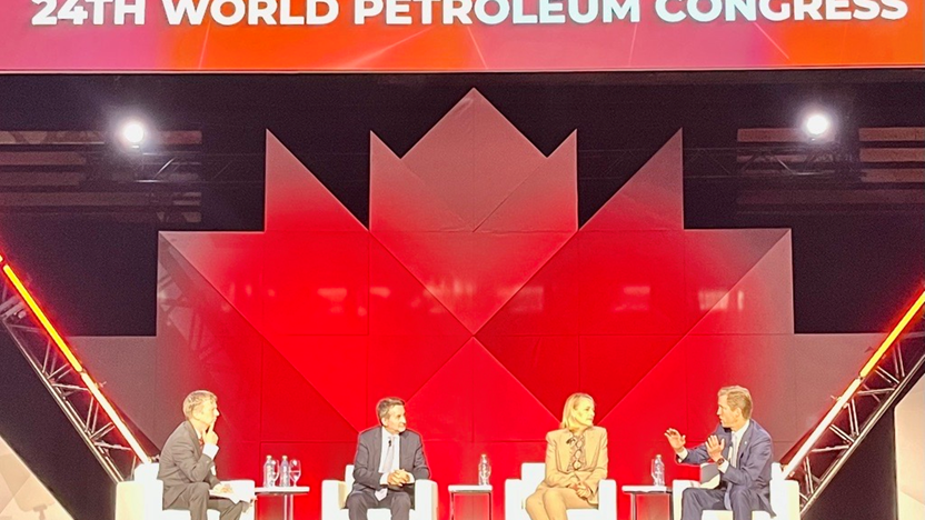 From left: Paul Hickin, Editor-in-Chief, Petroleum Economist, Josu Jon Imaz, Chief Executive Officer, Repsol, Julie Sweet, Chair & CEO, Accenture and  Alexis von Hoensbroech, CEO, WestJet Group