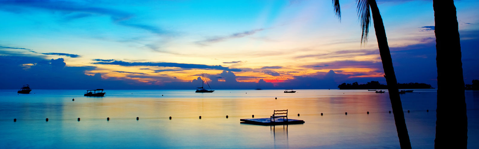 Jamaican bay at sunset