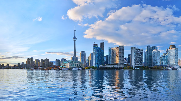 View of downtown Toronto from lake Ontario