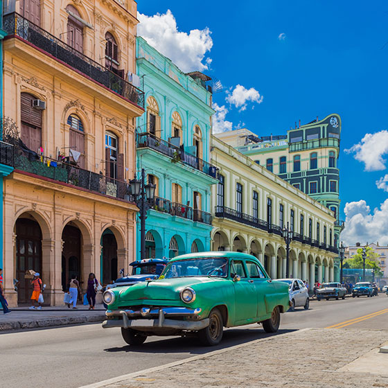 Colourful city view in Cuba