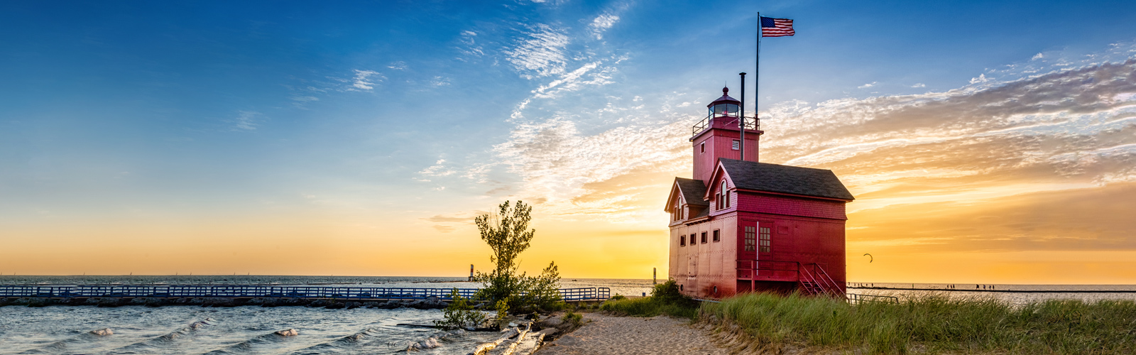Big red lighthouse in Holland Michigan