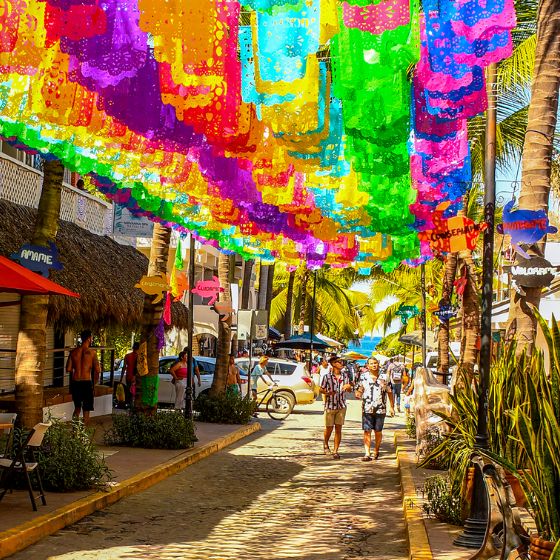 Colourful streetscape in Riviera Nayarit