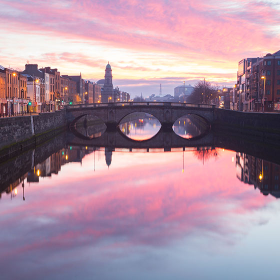 Stone bridge over river in Dublin.