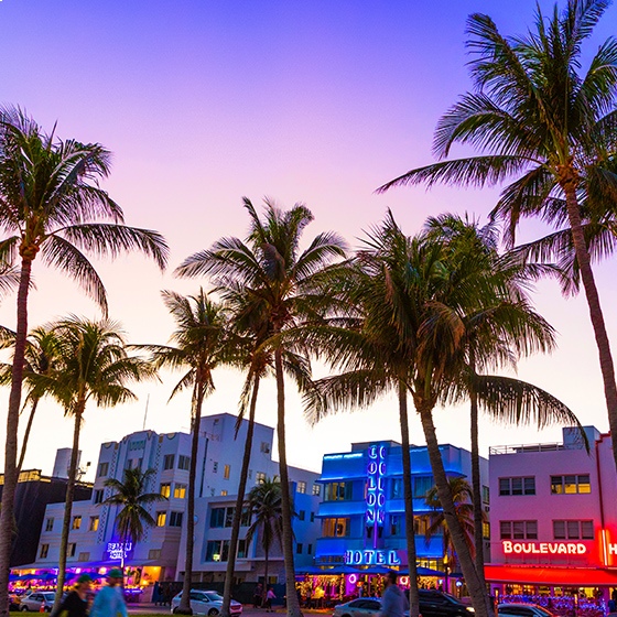 Franja de Miami al atardecer