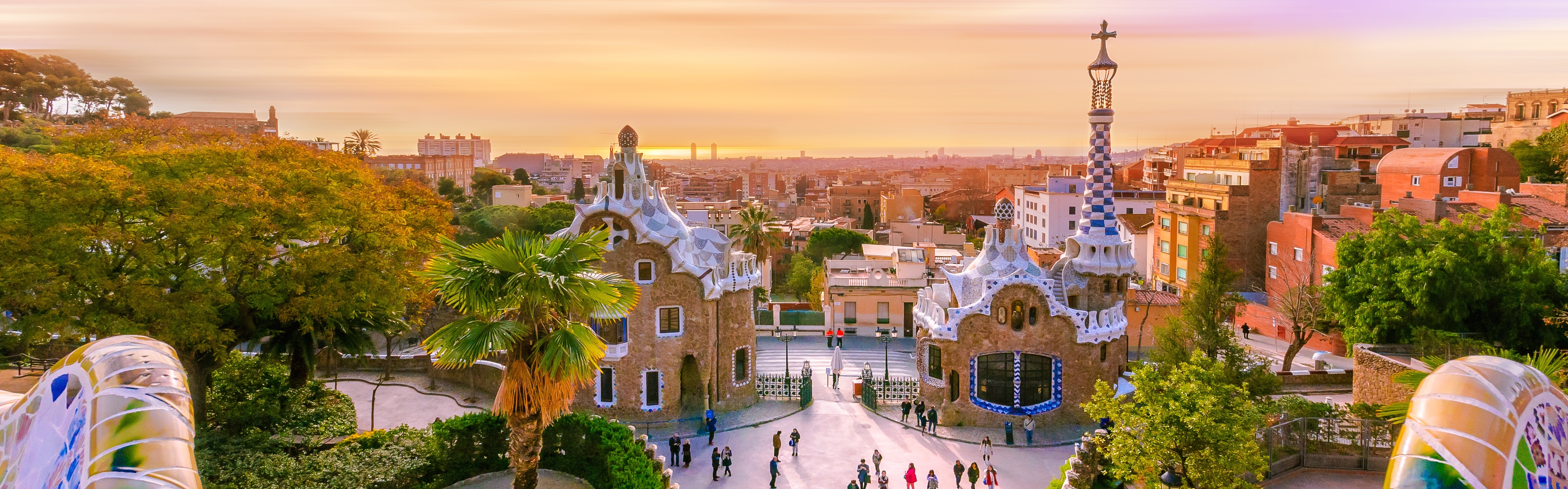 View of Park Guell at sunset