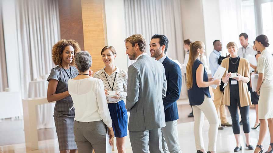 People gathered at a conference