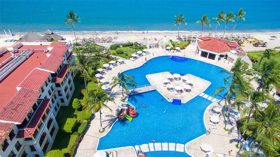 Ariel view of pool at Samba Vallarta Hotel