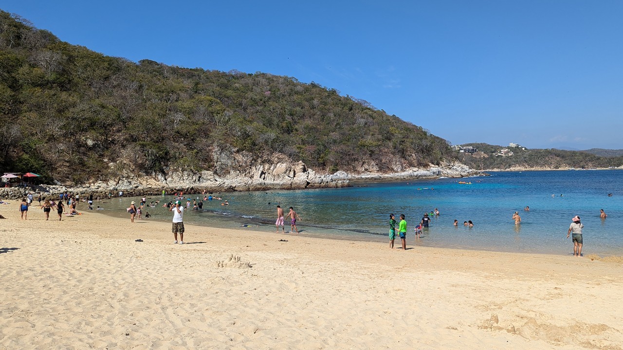Sunny afternoon on La Entraga beach Huatulco